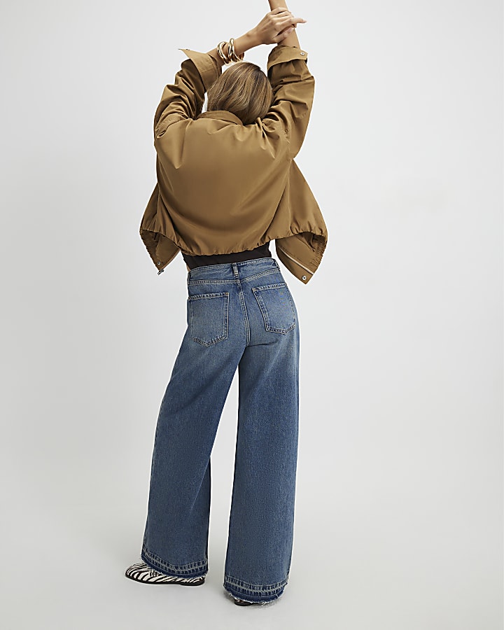 blu a vita alta jeans a gamba larga