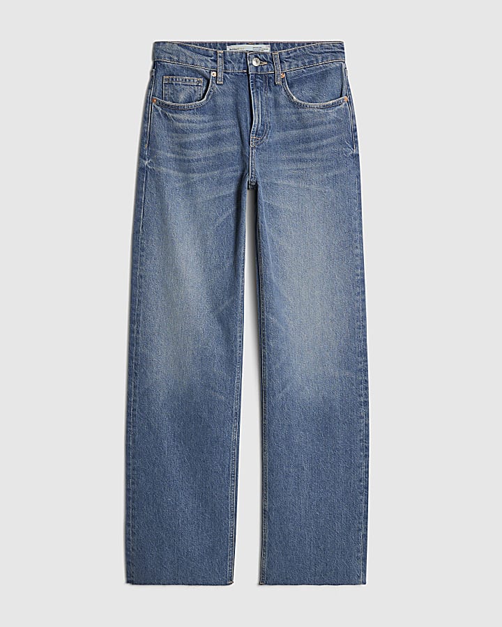 blu raw orlo jeans a gamba larga