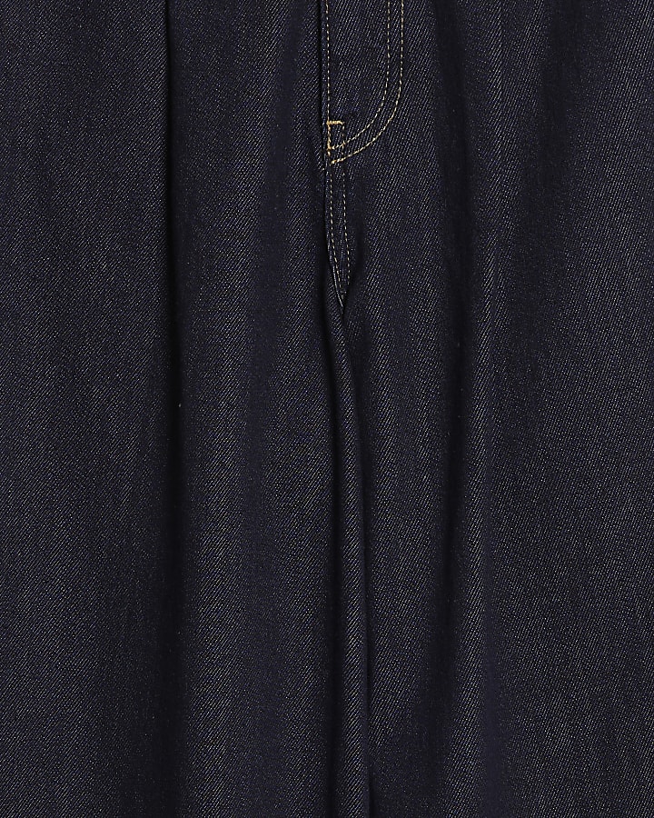 blu raw cintura jeans a gamba larga