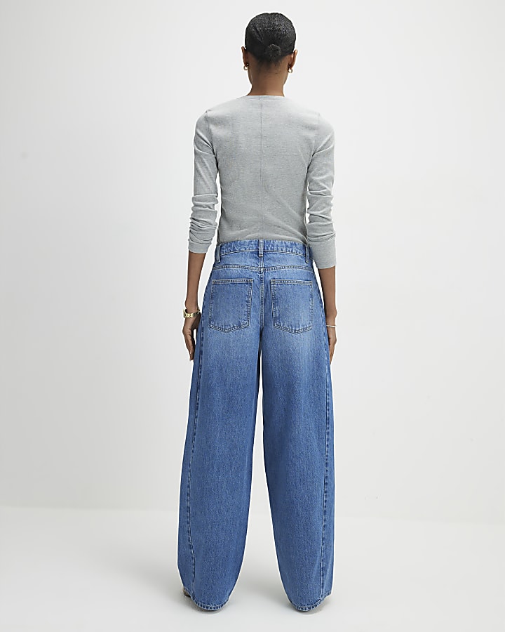 blu coulisse palloncino jeans a gamba