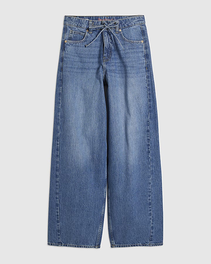 blu coulisse palloncino jeans a gamba