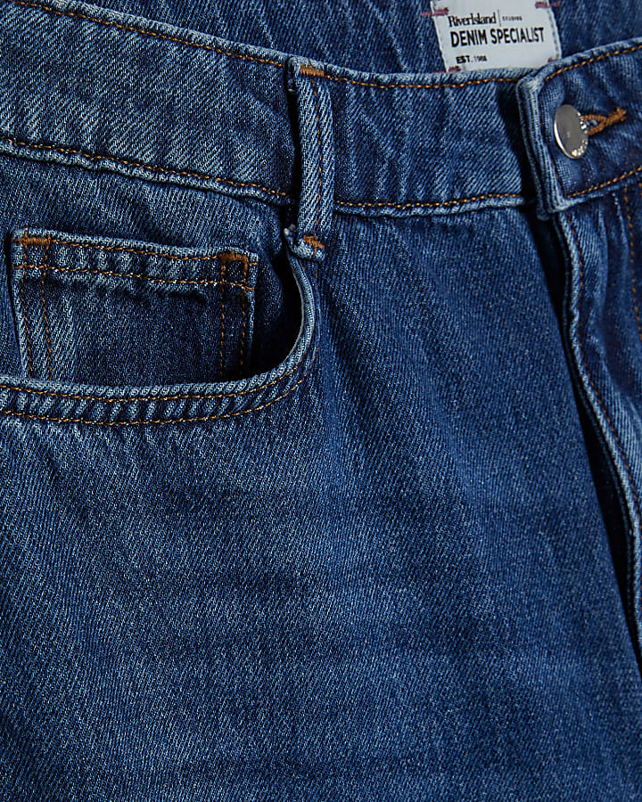 blu a vita alta vita morbida jeans a gamba larga