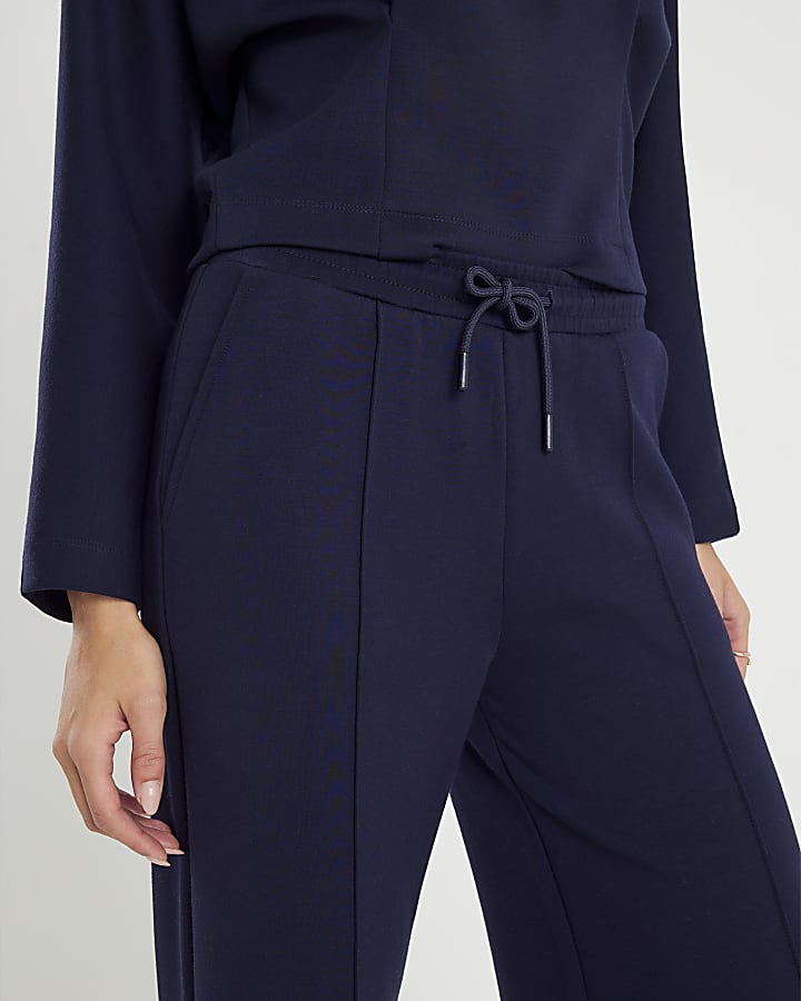 navy premium gamba larga nervature jogging