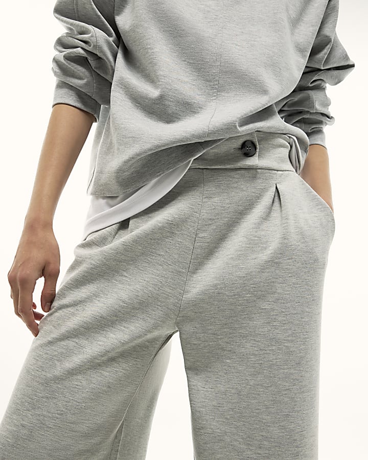 grigio su misura jersey pantaloni a gamba larga