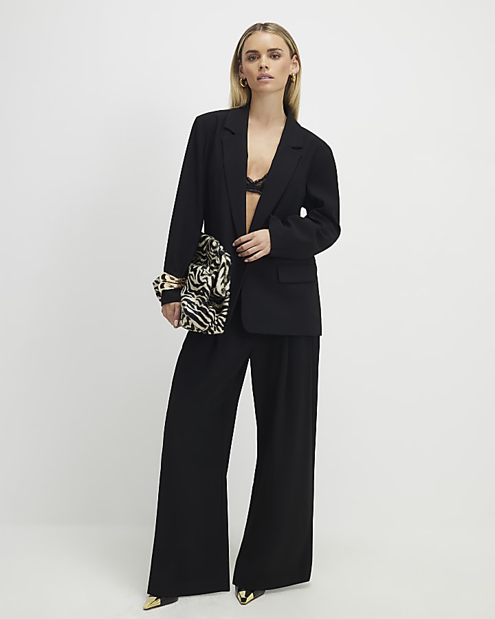 petite nero pantaloni a gamba larga