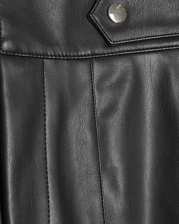 nero ecopelle pantaloni a gamba larga