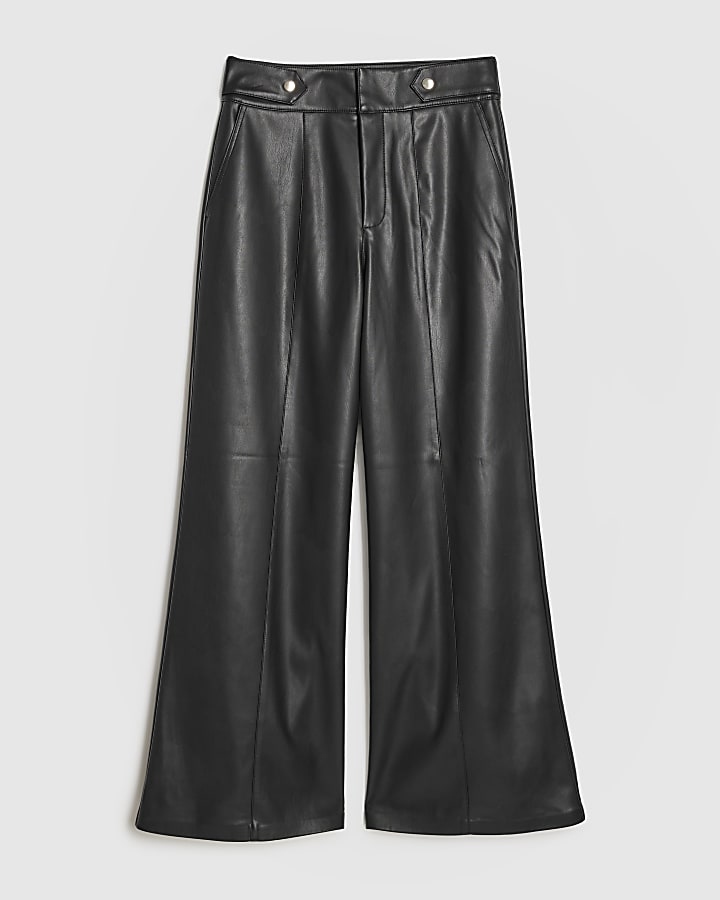 nero ecopelle pantaloni a gamba larga