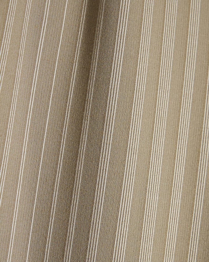 beige elasticizzato a righe pantaloni a gamba larga