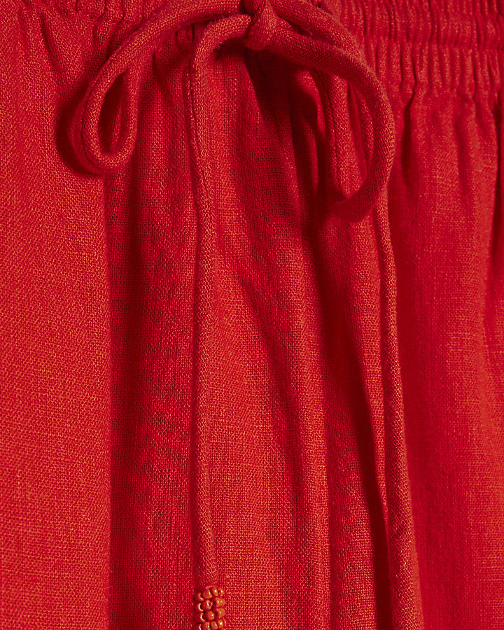 petite rosso pantaloni di lino