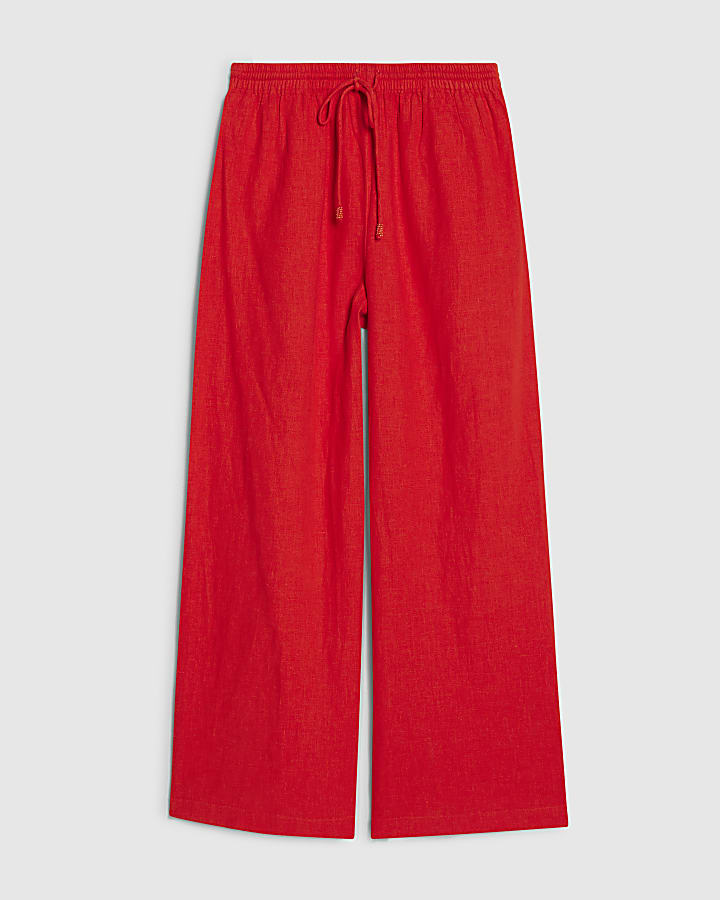 petite rosso pantaloni di lino