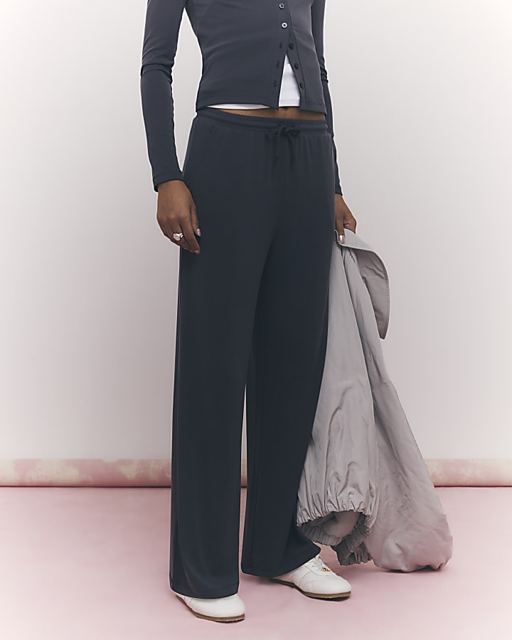 grigio soft touch pantaloni a gamba larga