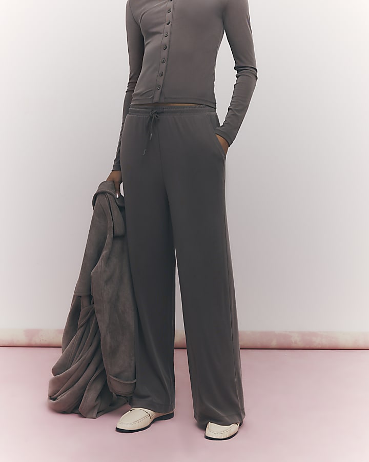 brown soft touch pantaloni a gamba larga