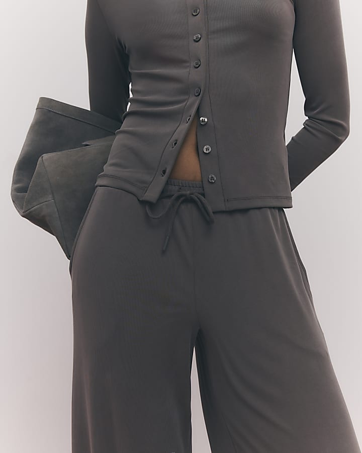 brown soft touch pantaloni a gamba larga