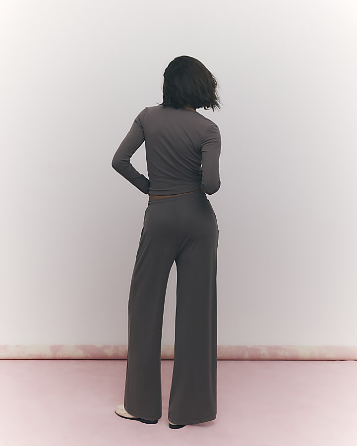 brown soft touch pantaloni a gamba larga