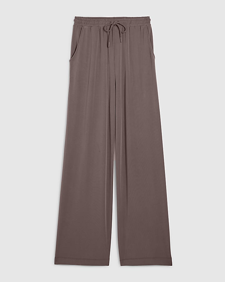 brown soft touch pantaloni a gamba larga