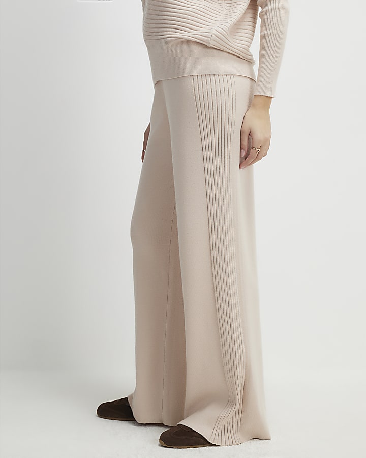 crema gamba in maglia a coste pantaloni