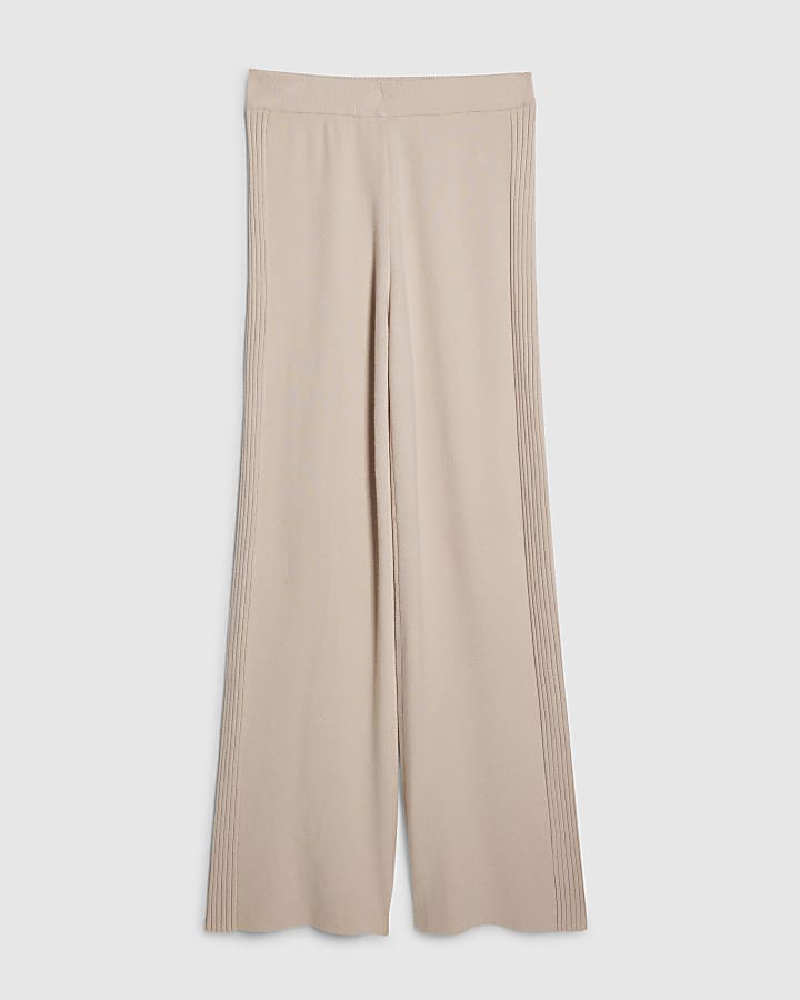 crema gamba in maglia a coste pantaloni