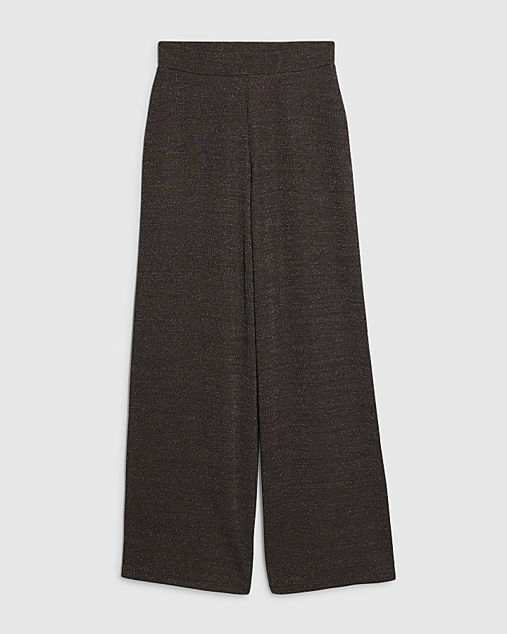 marrone glitter pantaloni a gamba larga