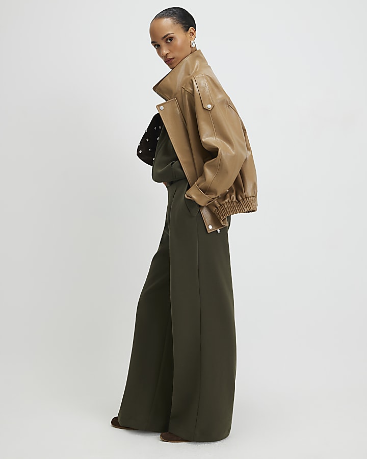 khaki jersey su misura pantaloni a gamba larga