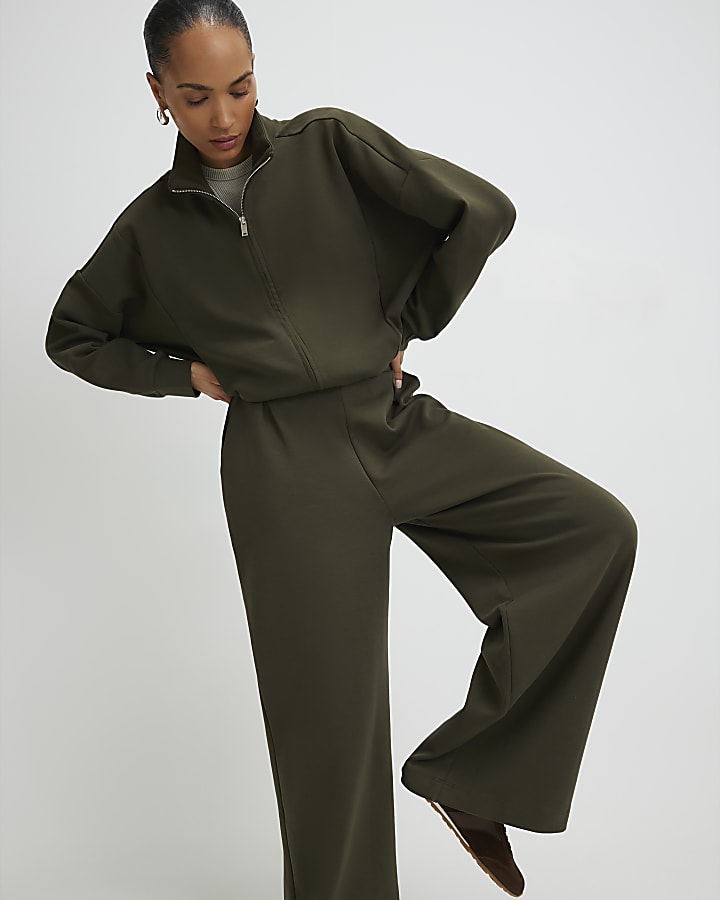 khaki jersey su misura pantaloni a gamba larga