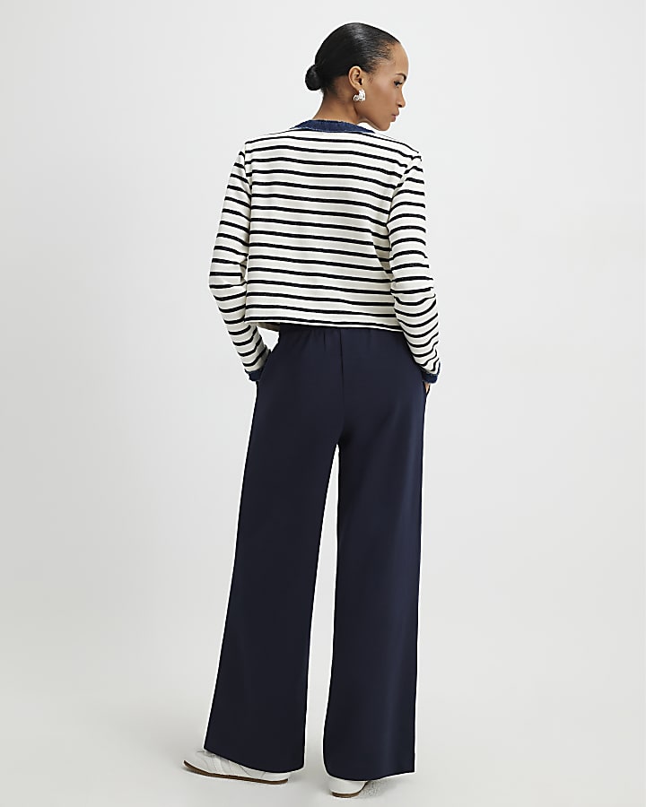 navy jersey su misura pantaloni a gamba larga