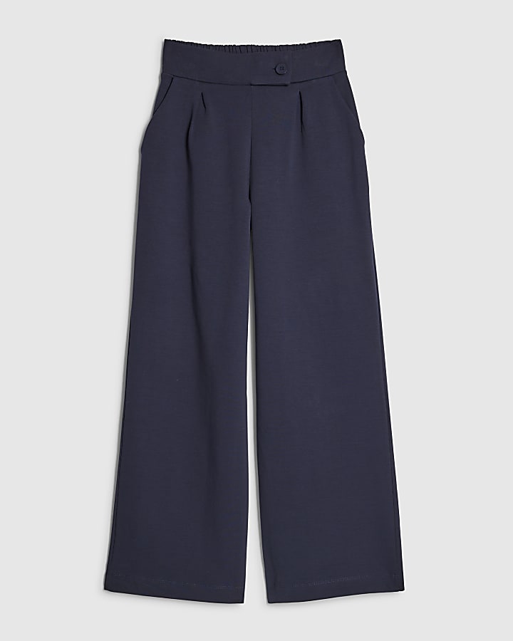 navy jersey su misura pantaloni a gamba larga