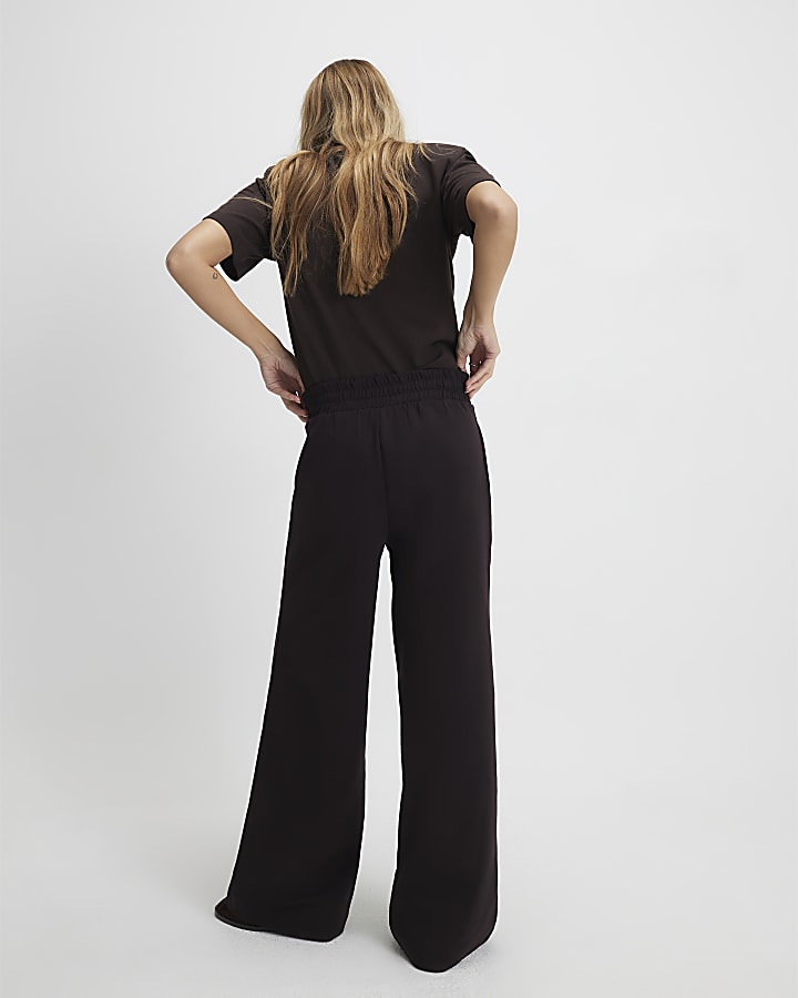 brown jersey su misura pantaloni a gamba larga