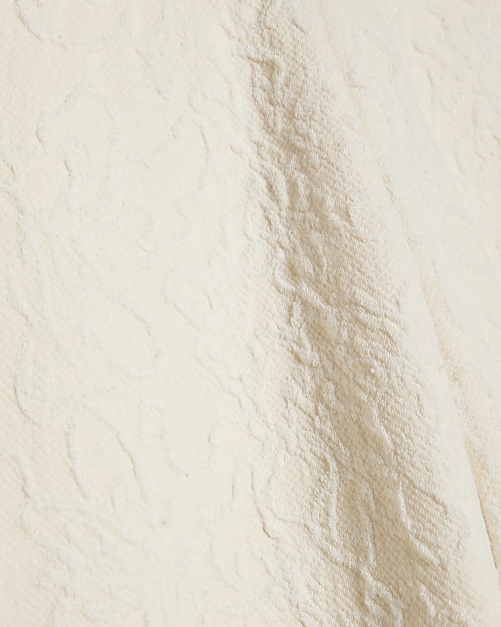 crema jacquard pantaloni a gamba larga
