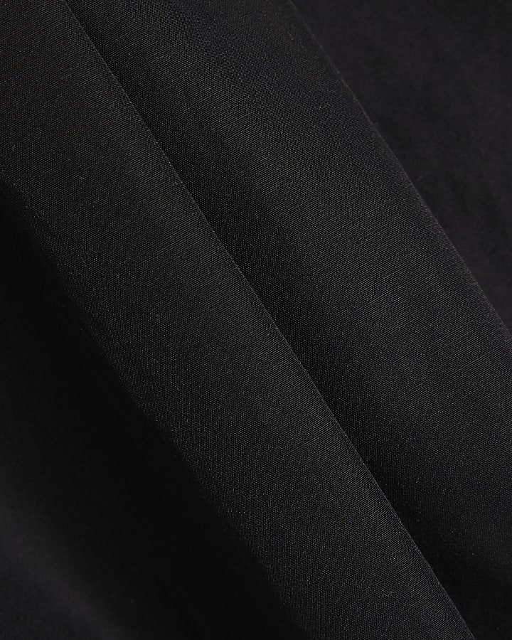 nero cotone popeline barile pantaloni a gamba