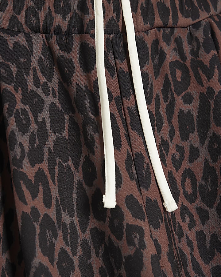 black leopard print pantaloni a gamba larga