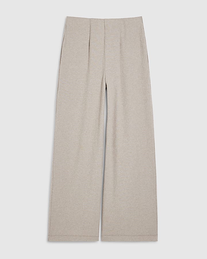 beige accogliente pantaloni a gamba larga