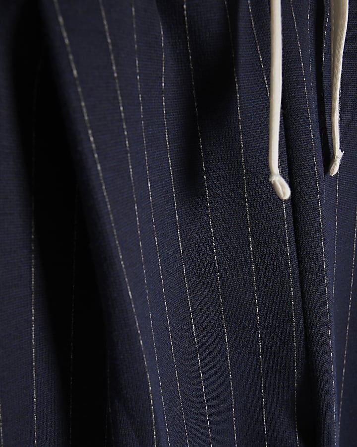 navy gessato pantaloni a gamba larga