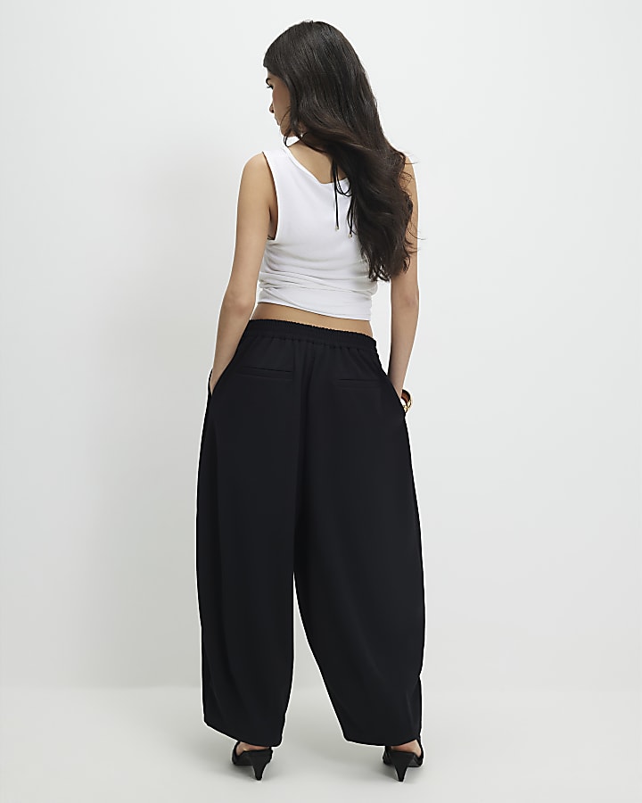 petite nero a palloncino a pieghe pantaloni a gamba
