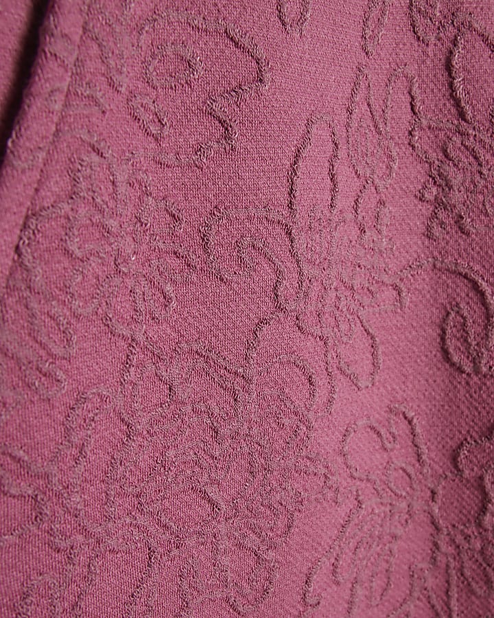 rosa jacquard pantaloni a gamba larga