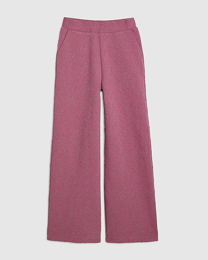 rosa jacquard pantaloni a gamba larga