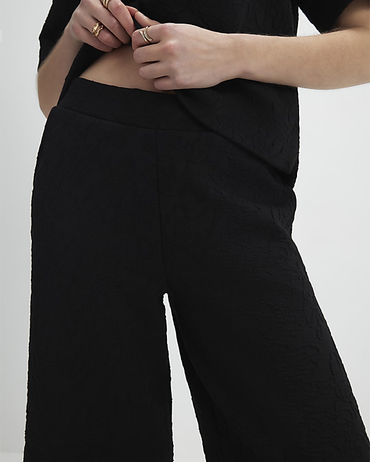 jacquard nero pantaloni a gamba larga