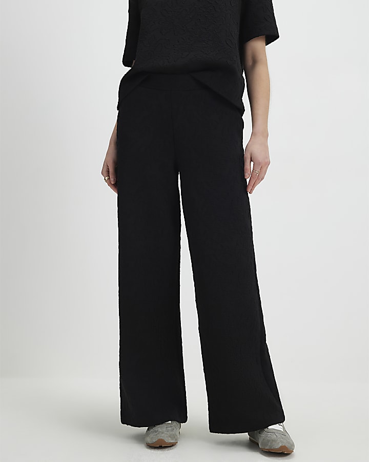jacquard nero pantaloni a gamba larga