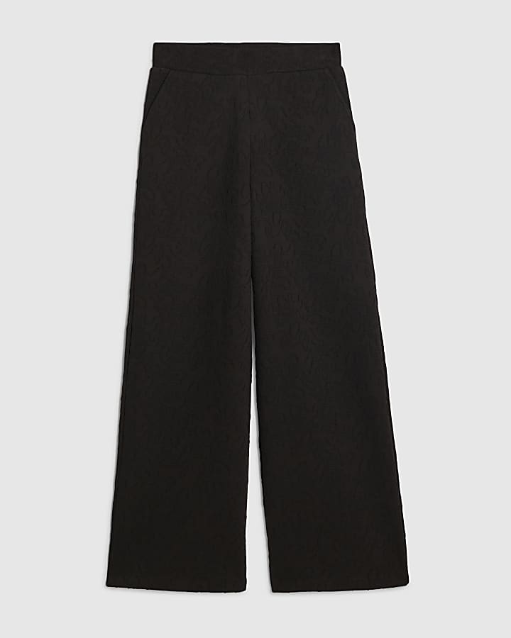 jacquard nero pantaloni a gamba larga
