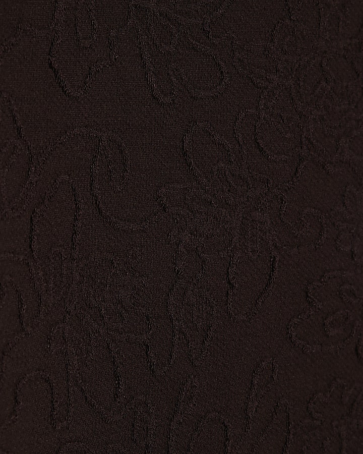 marrone jacquard pantaloni a gamba larga
