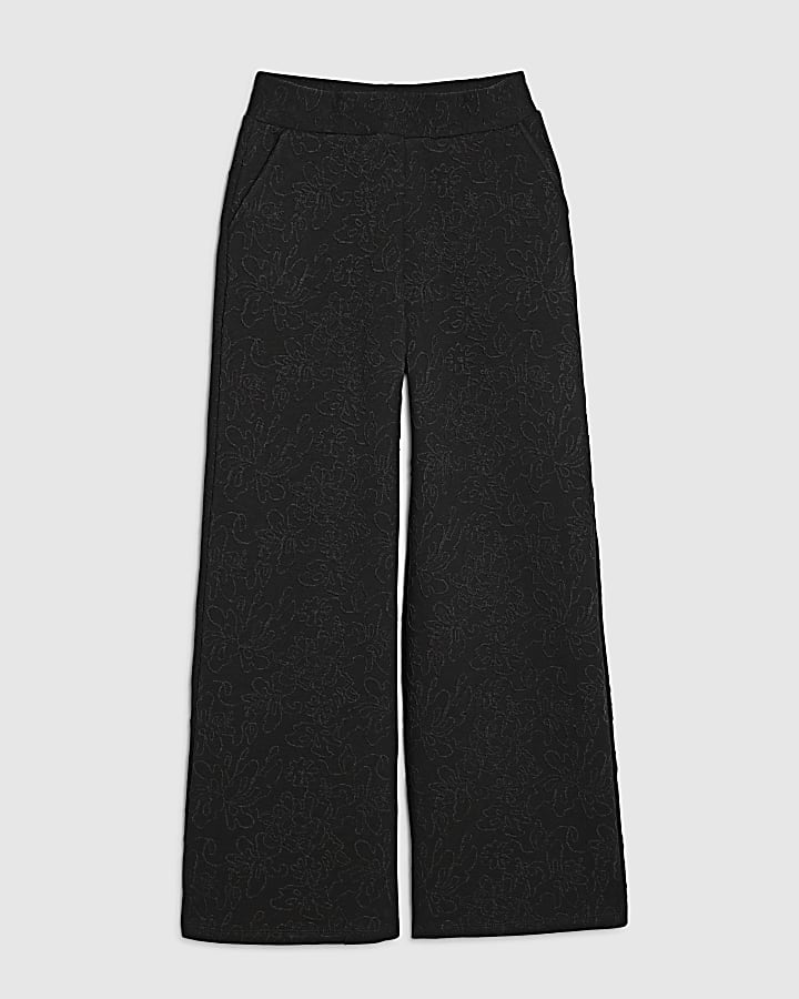marrone jacquard pantaloni a gamba larga