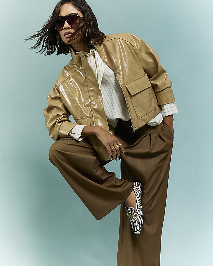brown stripe pantaloni a gamba larga
