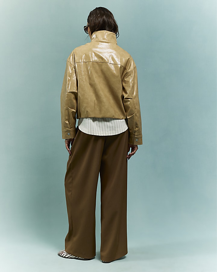 brown stripe pantaloni a gamba larga