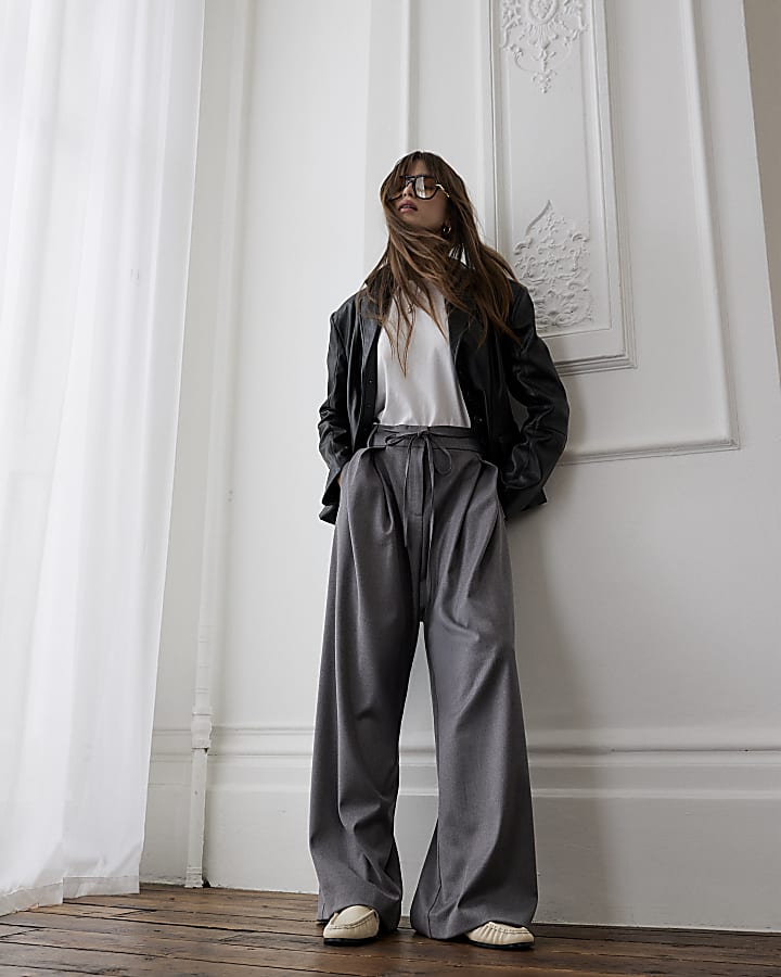 grigio tie vita alta dei pantaloni