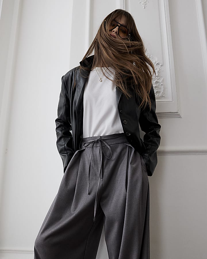 grigio tie vita alta dei pantaloni