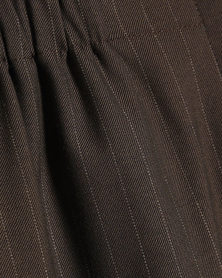 marrone gessato pantaloni a gamba larga
