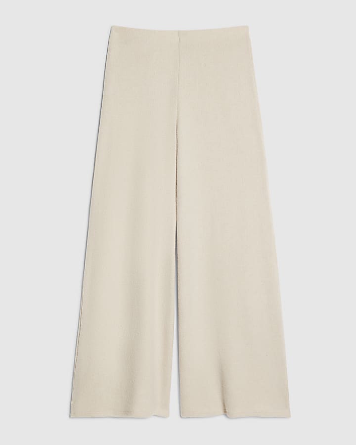 petite beige accogliente gamba larga pantaloni a costine
