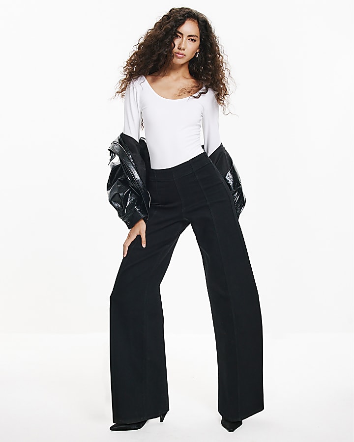 nero pull-on scolpire palazzo jeans