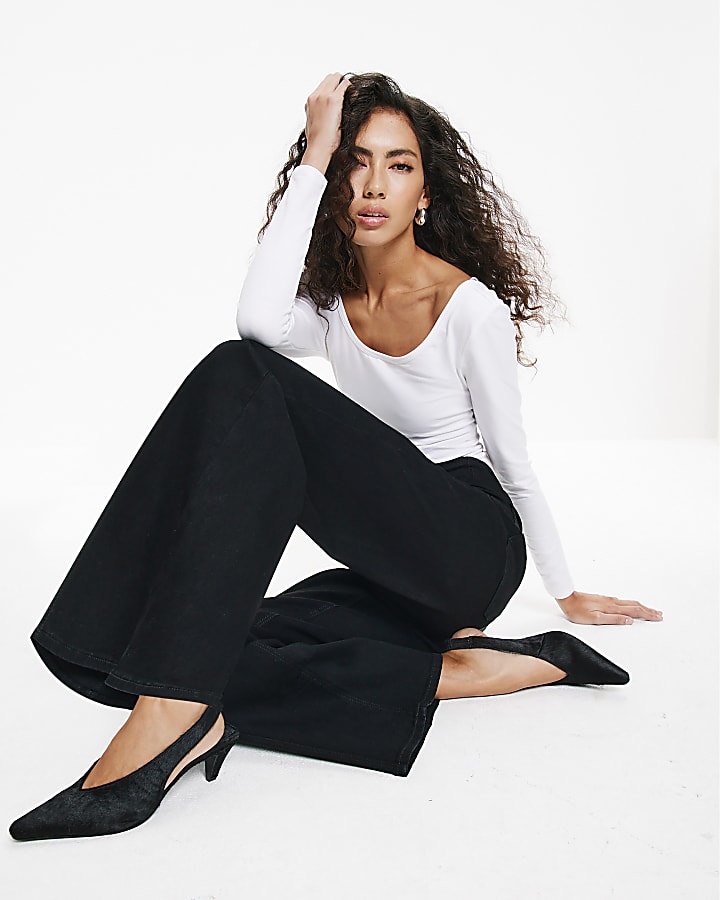 nero pull-on scolpire palazzo jeans