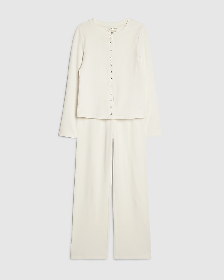 crema cardigan e pantaloni set loungewear