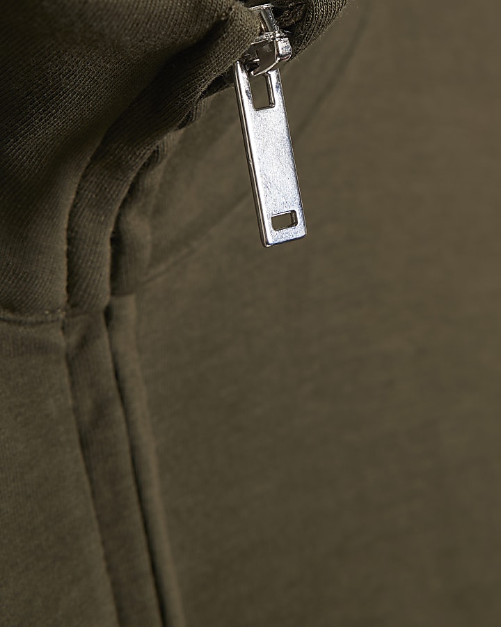 khaki zip felpa